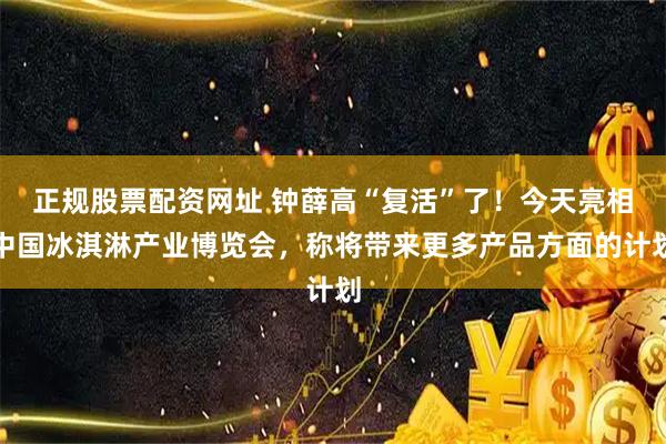 正规股票配资网址 钟薛高“复活”了！今天亮相中国冰淇淋产业博览会，称将带来更多产品方面的计划